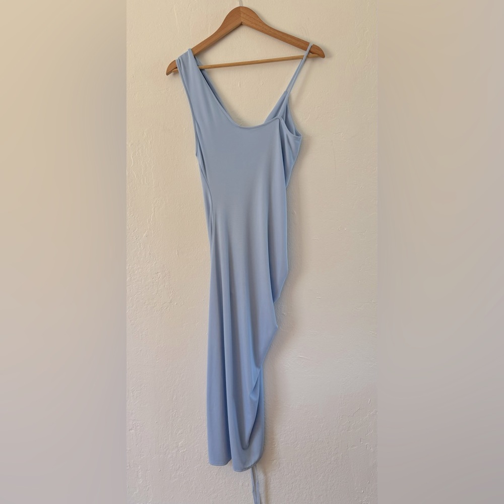 Zara Ruched Light Blue Dress S - Picture 4 of 6